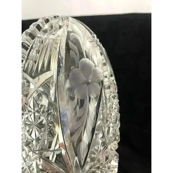 VTG American Brilliant Clear Cut Glass Oblong Relish Tray Celery Bowl 11" HEAVY - Picture 6 of 16